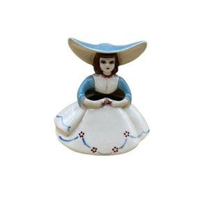 Vintage GOLDAMMER Ceramics Pottery Girl With Wings On Hat 5” Blue White Figurine